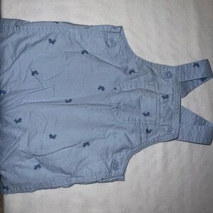 Baby Blue Overalls with Navy bunny Accents